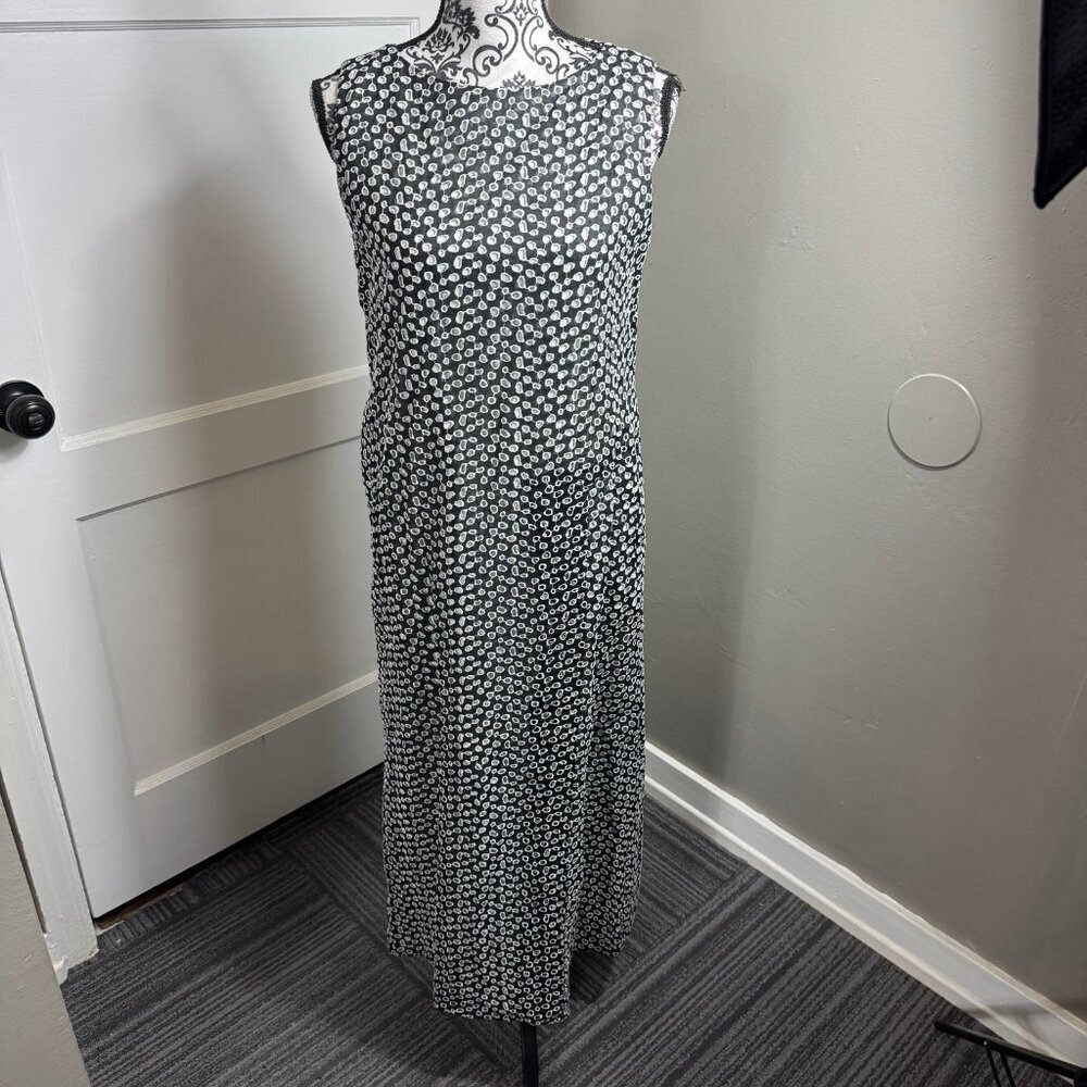 Cividini black and white embroidered maxi dress summer casual sleeveless